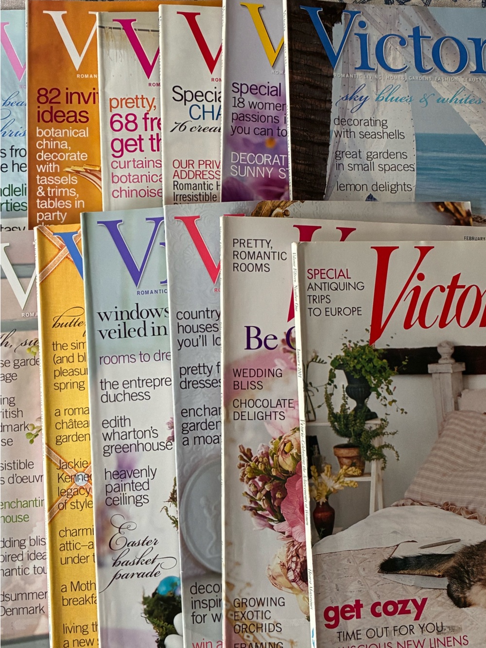 Full year (12 issues) of Victoria Magazine from 2001